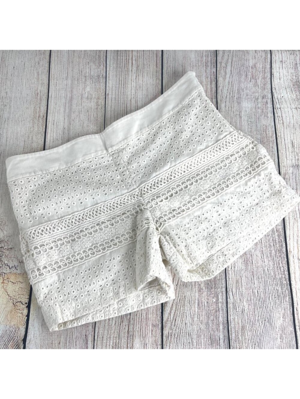 Ann Taylor LOFT White Riviera Crochet Shorts Eyelet Lace Detailing Size 8